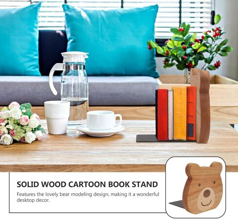 BESTOYARD Little Bear Bookli Decorative Bookends for Kids Cute Bear Design Wooden Bookends for Nursery Bedroom Office 2Pcs in Saudi Arabia