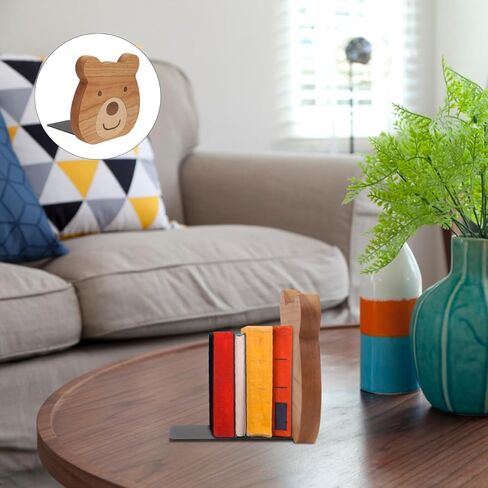BESTOYARD Little Bear Bookli Decorative Bookends for Kids Cute Bear Design Wooden Bookends for Nursery Bedroom Office 2Pcs in Saudi Arabia