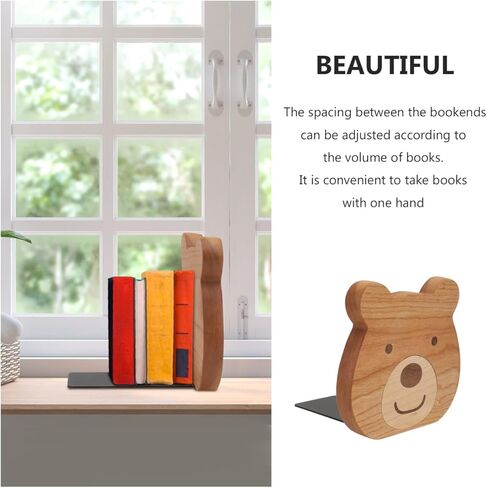 BESTOYARD Little Bear Bookli Decorative Bookends for Kids Cute Bear Design Wooden Bookends for Nursery Bedroom Office 2Pcs in Saudi Arabia