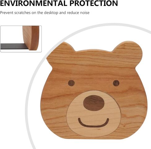 BESTOYARD Little Bear Bookli Decorative Bookends for Kids Cute Bear Design Wooden Bookends for Nursery Bedroom Office 2Pcs in Saudi Arabia