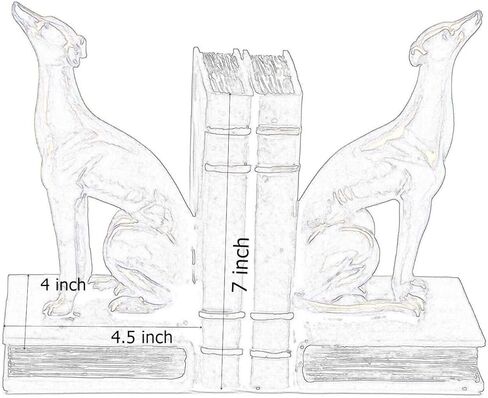 Bellaa 24209 Decorative Books Bookends Greyhound Dog Animal Book Ends Heavy Duty Stoppers Bookshelf Shelves Holder Library Shelf Dividers Home Decor Golden 7 inch in Saudi Arabia