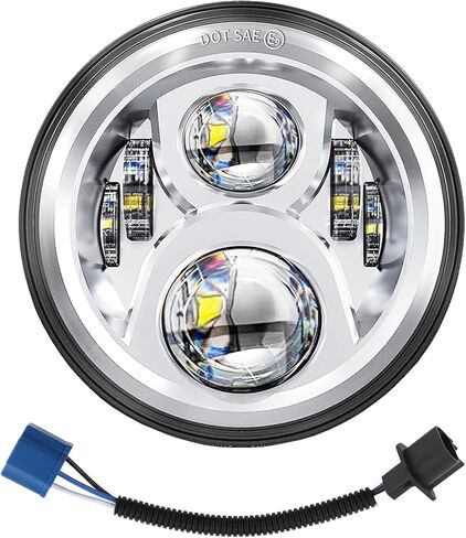 مصباح أمامي LED للدراجة النارية مقاس 7 بوصة متوافق مع Harley Davidson Fat Boy Street Glide Heritage Softail Road King Switchback Electra Glide Ultra Classic Indian، ياماه تريومف سوزوكي in Kuwait