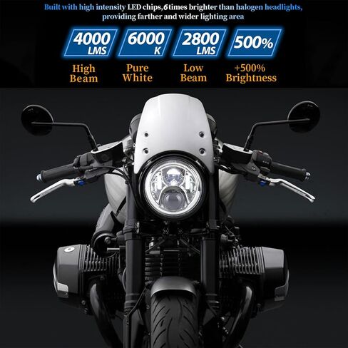 مصباح أمامي LED للدراجة النارية مقاس 7 بوصة متوافق مع Harley Davidson Fat Boy Street Glide Heritage Softail Road King Switchback Electra Glide Ultra Classic Indian، ياماه تريومف سوزوكي in Kuwait