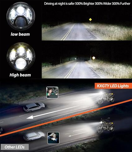 مصباح أمامي LED للدراجة النارية مقاس 7 بوصة متوافق مع Harley Davidson Fat Boy Street Glide Heritage Softail Road King Switchback Electra Glide Ultra Classic Indian، ياماه تريومف سوزوكي in Kuwait