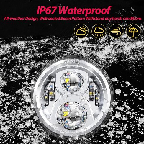 مصباح أمامي LED للدراجة النارية مقاس 7 بوصة متوافق مع Harley Davidson Fat Boy Street Glide Heritage Softail Road King Switchback Electra Glide Ultra Classic Indian، ياماه تريومف سوزوكي in Kuwait