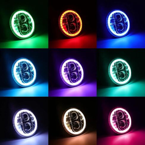SUNPIE Motorcycle Headlight 5-3/4 5.75 RGBW with Halo DRL LED Waterproof for Sportster Roadster 883 1200 Forty Softail Deuce Dyna Wide Glide Super Glide Custom Dyna Low Rider Street Bob Night Rod in Saudi Arabia
