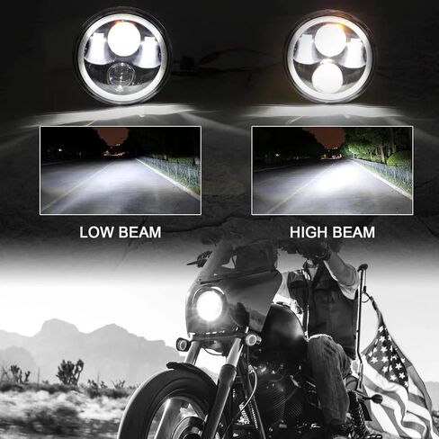 SUNPIE Motorcycle Headlight 5-3/4 5.75 RGBW with Halo DRL LED Waterproof for Sportster Roadster 883 1200 Forty Softail Deuce Dyna Wide Glide Super Glide Custom Dyna Low Rider Street Bob Night Rod in Saudi Arabia