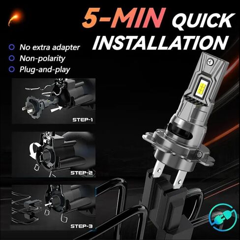 Compatible for Honda Goldwing 1800 GL1800 (2001-2017), H7 Motorcycle Bulbs,High Low Beam,1:1 Real Size, 6500K Cool Whitelight, 10000LM Super Bright Bulbs, with Fan, Plug n Play, pack of 2 in Kuwait