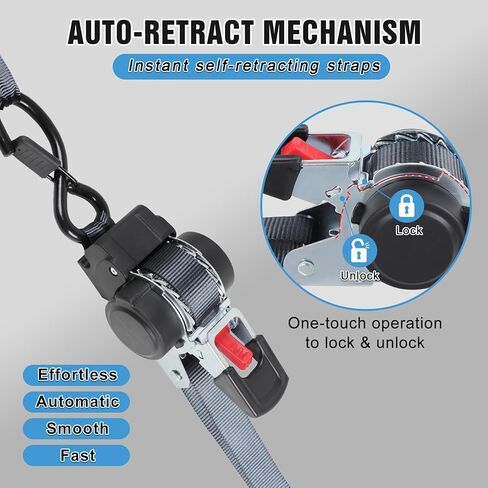 أشرطة سقاطة قابلة للسحب ذاتيًا 1 بوصة أشرطة شحن أوتوماتيكية للشاحنات والدراجات النارية والقوارب والمركبات الرباعية والنقل قطعة واحدة in Kuwait
