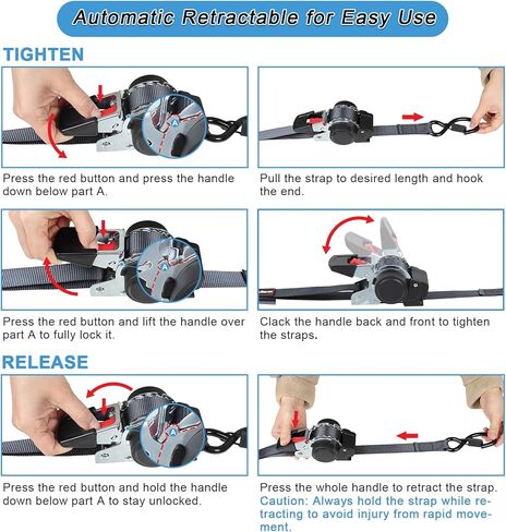 أشرطة سقاطة قابلة للسحب ذاتيًا 1 بوصة أشرطة شحن أوتوماتيكية للشاحنات والدراجات النارية والقوارب والمركبات الرباعية والنقل قطعة واحدة in Kuwait