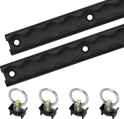 LAJIAOZ L Track Tie Down System – 2PCS 2FT Black Aluminum L-Track Rails with 4PCS Single Stud O-Ring Fittings, Heavy Duty Cargo Tie Down Kit for Trailer, Truck Bed, Van, Utility Vehicles in Saudi Arabia