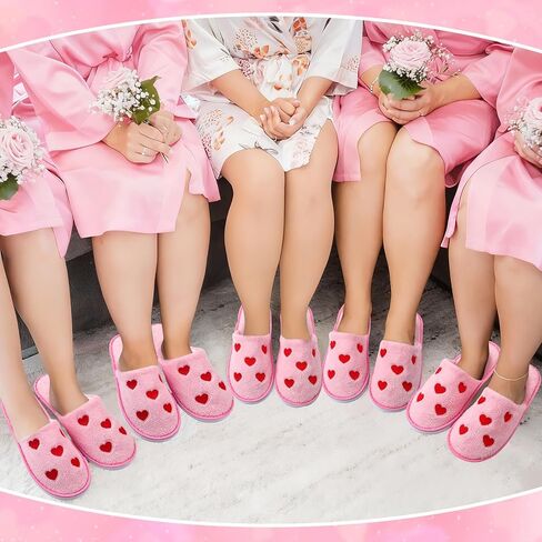 JenPen 12 Pairs Galentine's Day Fuzzy Heart Love Disposable Slippers Gifts Bulk Valentines Day Party Favors Non Slip Washable House Slipper for Girls Women Friends Guests in Saudi Arabia