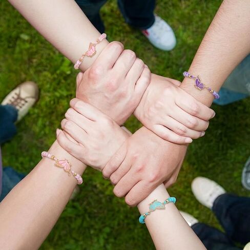 Jeffdad 2Pairs Butterfly Friendship Bracelets, Adjustable BFF Bracelets Best Friend Bracelet for 2, Handmade Charm Friendship Bracelet Jewelry Gifts for Women Couples Friends in Saudi Arabia