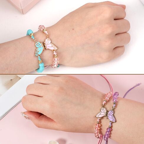 Jeffdad 2Pairs Butterfly Friendship Bracelets, Adjustable BFF Bracelets Best Friend Bracelet for 2, Handmade Charm Friendship Bracelet Jewelry Gifts for Women Couples Friends in Saudi Arabia
