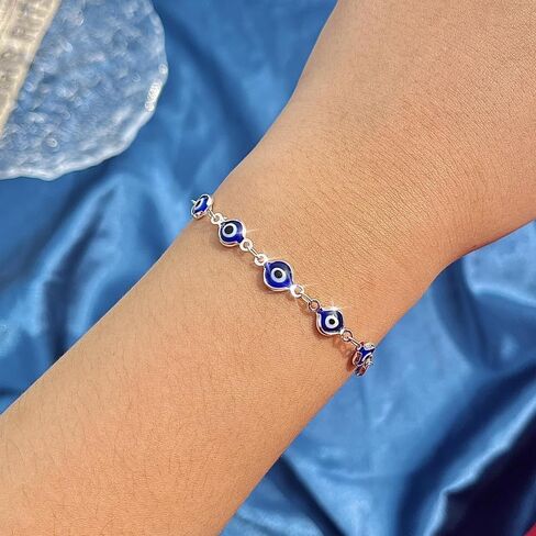 Evil Eye Adjustable Hand Chain Bracelet for Women Delicate Gold Jewelry Gift Turkish Lucky Charm Bracelet in Saudi Arabia