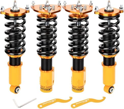 maxpeedingrods Coilover for Subaru Legacy 2000-2004 BE سيدان، طقم تعليق كويلوفر قابل للتعديل 24 مستوى، مجموعة خفض ممتص الصدمات لفائف Amortiguador باللون الذهبي in Kuwait