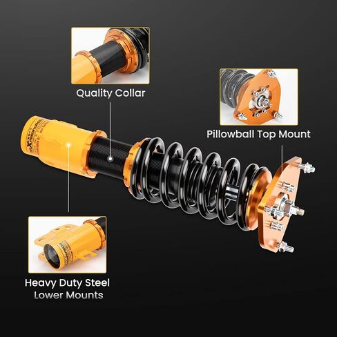 maxpeedingrods Coilover for Subaru Legacy 2000-2004 BE سيدان، طقم تعليق كويلوفر قابل للتعديل 24 مستوى، مجموعة خفض ممتص الصدمات لفائف Amortiguador باللون الذهبي in Kuwait