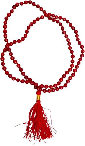 Certified Red Coral (Moonga) Mala 5mm | 108+1 Beads Hand-Knotted Rosary | Healing Prayer Necklace | Unisex Yoga Meditation mala | Spiritual Moonga Beads Tassel Mala for Pooja in Saudi Arabia