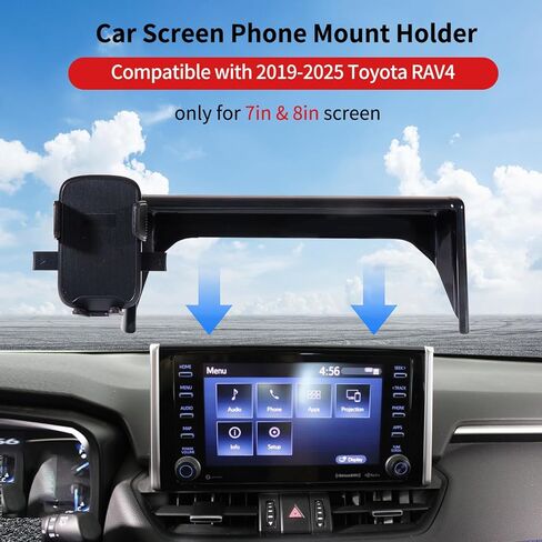 حامل حامل هاتف Toyota RAV4 2025 2024 2023 2022 2021 2020 2019، ملحقات حامل هاتف السيارة متوافق مع شاشة Toyota RAV4 7 بوصة 8 بوصة، بلاستيك أسود in Kuwait