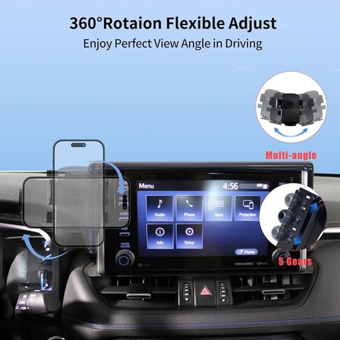 حامل حامل هاتف Toyota RAV4 2025 2024 2023 2022 2021 2020 2019، ملحقات حامل هاتف السيارة متوافق مع شاشة Toyota RAV4 7 بوصة 8 بوصة، بلاستيك أسود in Kuwait