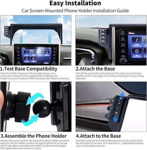 حامل حامل هاتف Toyota RAV4 2025 2024 2023 2022 2021 2020 2019، ملحقات حامل هاتف السيارة متوافق مع شاشة Toyota RAV4 7 بوصة 8 بوصة، بلاستيك أسود in Kuwait