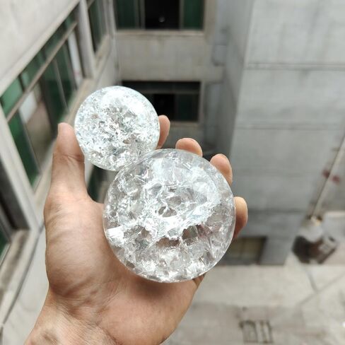 Crystal Glass 50mm Marbles Feng Shui Home Decorative Ice Crack Ball Ornaments Water Fountains Bonsai Sphere Ball Terrarium Decor(Transparent) in Saudi Arabia
