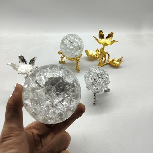 Crystal Glass 50mm Marbles Feng Shui Home Decorative Ice Crack Ball Ornaments Water Fountains Bonsai Sphere Ball Terrarium Decor(Transparent) in Saudi Arabia