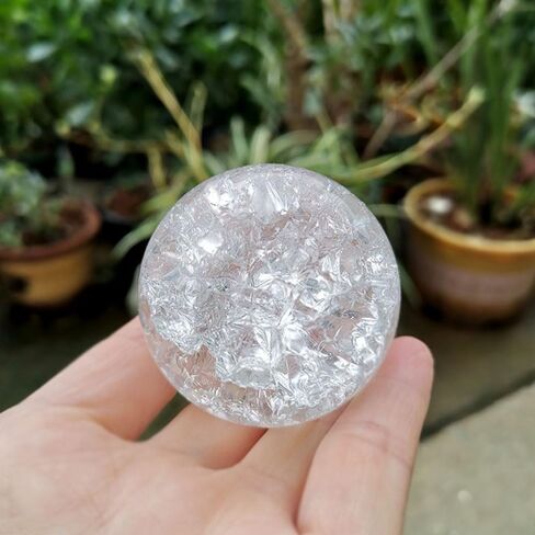 Crystal Glass 50mm Marbles Feng Shui Home Decorative Ice Crack Ball Ornaments Water Fountains Bonsai Sphere Ball Terrarium Decor(Transparent) in Saudi Arabia