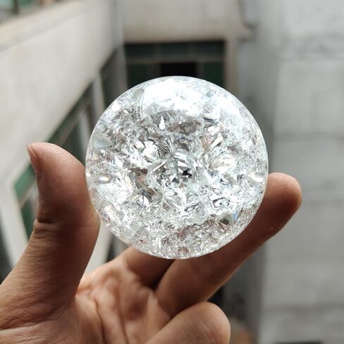 Crystal Glass 50mm Marbles Feng Shui Home Decorative Ice Crack Ball Ornaments Water Fountains Bonsai Sphere Ball Terrarium Decor(Transparent) in Saudi Arabia