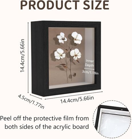 5" x 5" Shadow Box Frame Display Case, 6 Pcs Black Display Case Box for Memorabilia, Medal, Wedding Memories, Crafts, Tickets and Photos, Picture Frame for Wall and Tabletop in Saudi Arabia