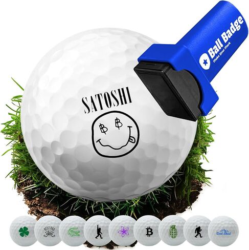 Ball Badge - Golf Ball Stamp, Self-Inking Golf Ball Stamper, Golf Ball Marker, Reusable Golf Ball Marking Tool to Identify Golf Balls, Reusable Ink Stamp (Satoshi Smiley) in Kuwait