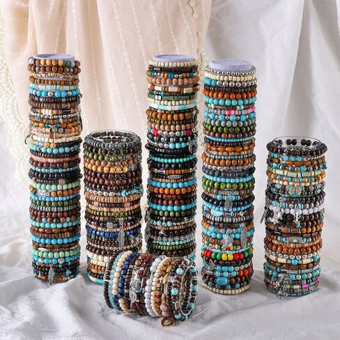 24Pcs Western Turquoise Bracelet for Women Cowgirl Cowboy Western Bohemian Tribal Jewelry Adjustable Boho Beaded Strand Bracelet Stack Oufits in Saudi Arabia