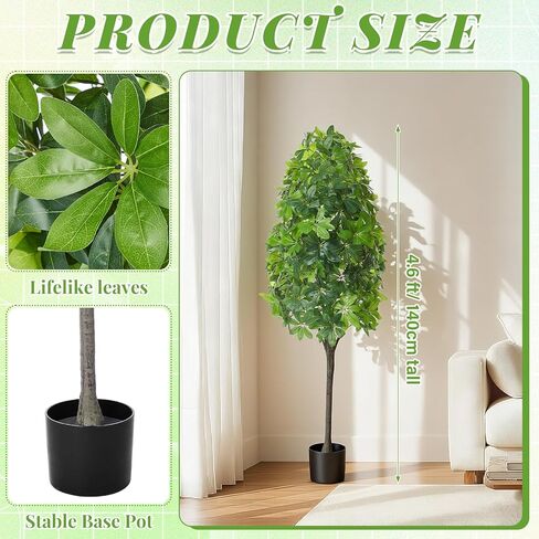 4.6 ft Artificial Schefflera Tree Plant Fake Floor Umbrella Tree with Planter UV Resistant Potted Faux Silk Plant Indoor Lifelike Schefflera Trees for Indoor Outdoor Home Living Room Bedroom in Saudi Arabia