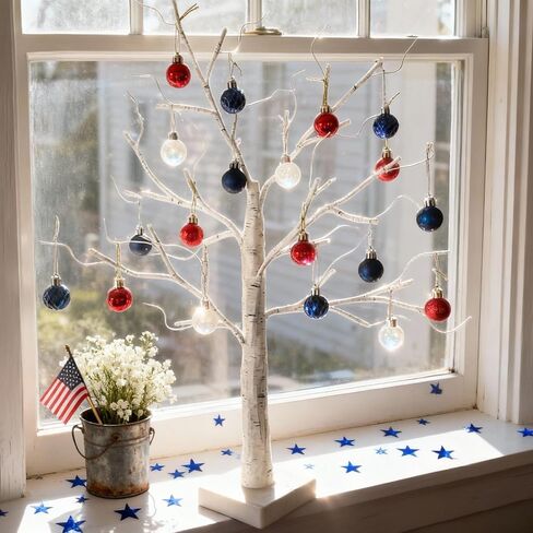 2-Pack Lighted Easter Spring Mothers Day Christmas Tree Decorations Indoor, 2ft Birch Tree with LED Lights, Small Tabletop Patriotic Valentines Day Tree with Lights,Battery- Powered in Kuwait