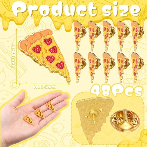 Tondiamo 48 Pcs Pizza Pin Bulk Food Slice of Pepperoni Heart Enamel Lapel Brooch Pizza Lover Bulletin Board Decorations Pin Gift for Summer Valentines Party Accessories in Saudi Arabia