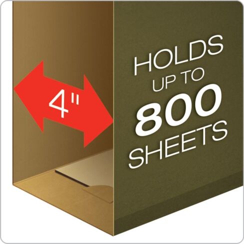 Pendaflex Extra Capacity Reinforced Hanging File Folders, 4", Legal Size, Standard Green, 1/5 Cut, 25 per Box (04153x4) in Saudi Arabia