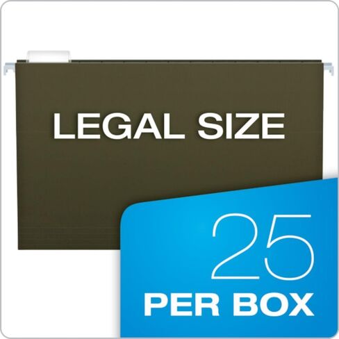 Pendaflex Extra Capacity Reinforced Hanging File Folders, 4", Legal Size, Standard Green, 1/5 Cut, 25 per Box (04153x4) in Saudi Arabia