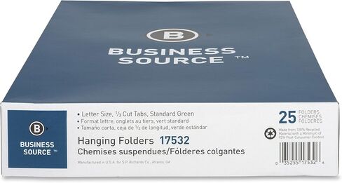 Business Source، BSN17532، مجلدات ملفات معلقة قياسية مقاس 1/3 قطع، 25 / صندوق، أخضر قياسي in Saudi Arabia