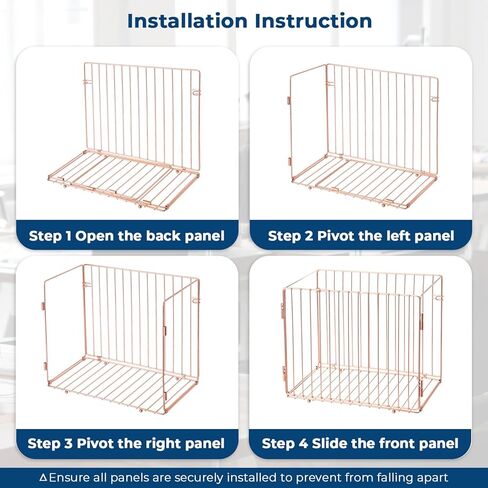 منظم ملفات معلق من Y YOMA، صندوق ملفات مكتب بحجم الحروف، صندوق تخزين معدني ذهبي وردي قابل للطي للمكتب المنزلي، عبوة واحدة in Kuwait
