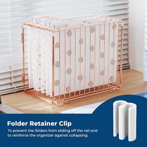 منظم ملفات معلق من Y YOMA، صندوق ملفات مكتب بحجم الحروف، صندوق تخزين معدني ذهبي وردي قابل للطي للمكتب المنزلي، عبوة واحدة in Kuwait