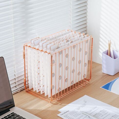 منظم ملفات معلق من Y YOMA، صندوق ملفات مكتب بحجم الحروف، صندوق تخزين معدني ذهبي وردي قابل للطي للمكتب المنزلي، عبوة واحدة in Kuwait