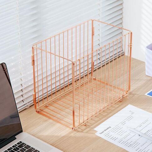 منظم ملفات معلق من Y YOMA، صندوق ملفات مكتب بحجم الحروف، صندوق تخزين معدني ذهبي وردي قابل للطي للمكتب المنزلي، عبوة واحدة in Kuwait