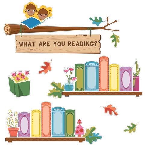 Carson Dellosa What are You Reading 68-Piece Prepunched Bulletin Board Set, Dry-Erase Book Accents, Highlight Classroom Reads, Fairy Tale Forest Theme Decorations for Homeschool and Classroom Decor in Saudi Arabia