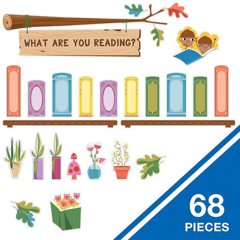 Carson Dellosa What are You Reading 68-Piece Prepunched Bulletin Board Set, Dry-Erase Book Accents, Highlight Classroom Reads, Fairy Tale Forest Theme Decorations for Homeschool and Classroom Decor in Saudi Arabia