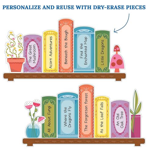 Carson Dellosa What are You Reading 68-Piece Prepunched Bulletin Board Set, Dry-Erase Book Accents, Highlight Classroom Reads, Fairy Tale Forest Theme Decorations for Homeschool and Classroom Decor in Saudi Arabia