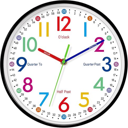 Kids Wall Clock, 7.5 Inch Small Modern Wall Clocks Battery Operated, Silent Non-Ticking Analog Classic for Office, Home, Bathroom, Kitchen, Bedroom, School in Saudi Arabia