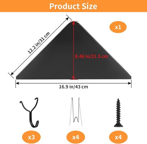 Office Cubicle Corner Shelf with 3 Hooks, 16.9 Inch Metal Cubicle Corner Organizer, Triangular Hanging Shelf Mount for Fabric or Wood Walls in Kuwait