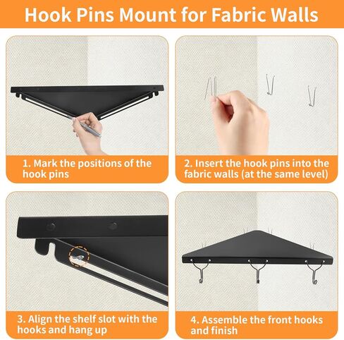 Office Cubicle Corner Shelf with 3 Hooks, 16.9 Inch Metal Cubicle Corner Organizer, Triangular Hanging Shelf Mount for Fabric or Wood Walls in Kuwait