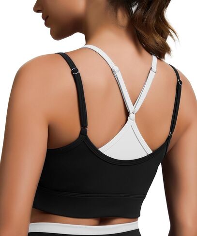 SEASUM Sports Bras for Women Color-Block Sports Bra Layered-Look Tank Top with Removable Cups in Saudi Arabia