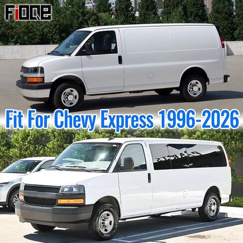 أغطية مقاعد أكسفورد 600D شديدة التحمل لمقاعد Chevy Express 1996-2025 الأمامية، مقاومة للماء ومقاومة للتمزق، فتحة مقبض للإمساك، مناسبة عالميًا للسائق والركاب - أسود in Kuwait